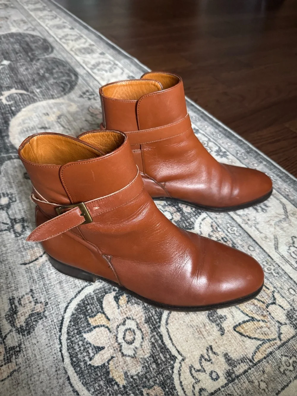 H by Hudson Men's Brown Leather Jodhpur Ankle Boots Buckle Almond Toe AU 9